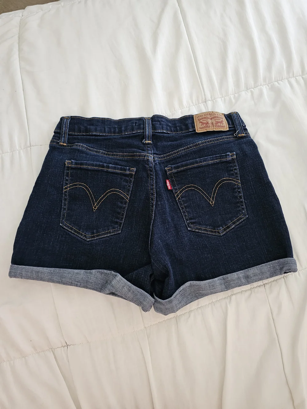 Levi's Dark Blue Rolled Cuff Denim Shorts